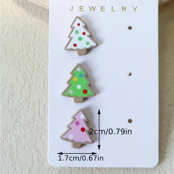 🎄3 for $23🎄 Christmas Tree Stud Earrings - 3 Pairs - Picture 3 of 3